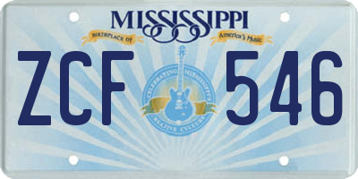MS license plate ZCF546