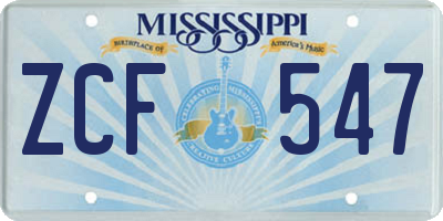 MS license plate ZCF547