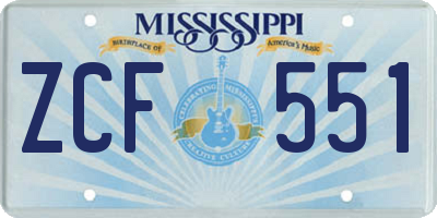 MS license plate ZCF551