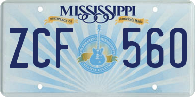 MS license plate ZCF560