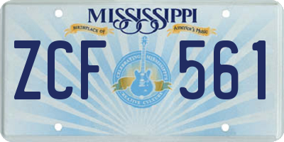 MS license plate ZCF561