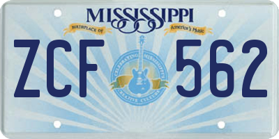 MS license plate ZCF562