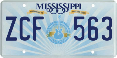 MS license plate ZCF563