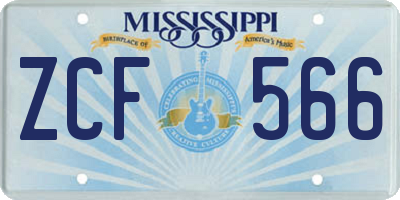 MS license plate ZCF566