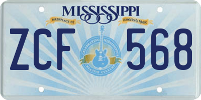 MS license plate ZCF568