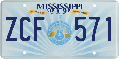 MS license plate ZCF571