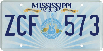 MS license plate ZCF573
