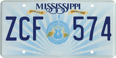 MS license plate ZCF574