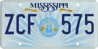 MS license plate ZCF575