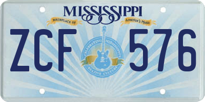 MS license plate ZCF576