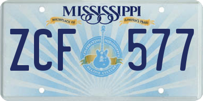 MS license plate ZCF577