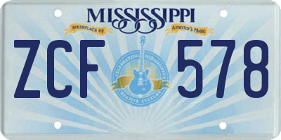 MS license plate ZCF578