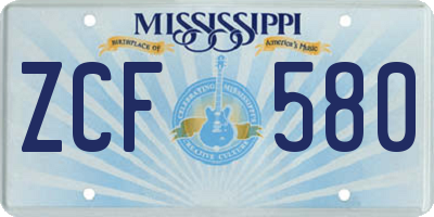 MS license plate ZCF580