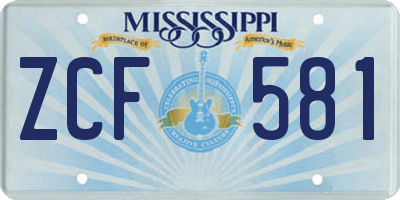 MS license plate ZCF581