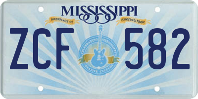 MS license plate ZCF582