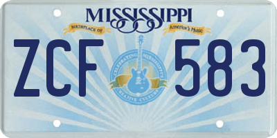 MS license plate ZCF583