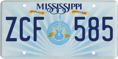 MS license plate ZCF585