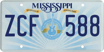 MS license plate ZCF588