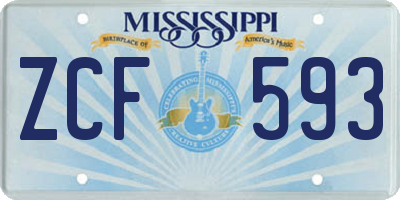 MS license plate ZCF593