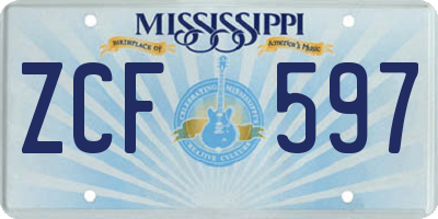 MS license plate ZCF597