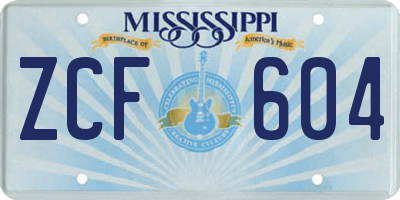 MS license plate ZCF604