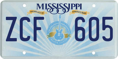 MS license plate ZCF605