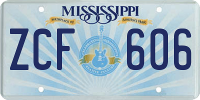 MS license plate ZCF606