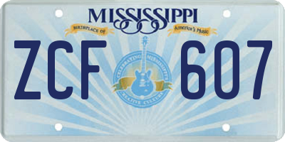 MS license plate ZCF607
