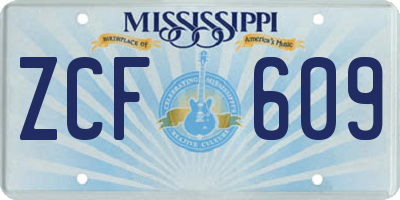 MS license plate ZCF609
