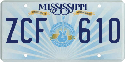 MS license plate ZCF610