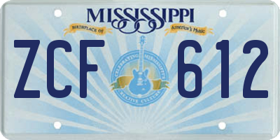 MS license plate ZCF612