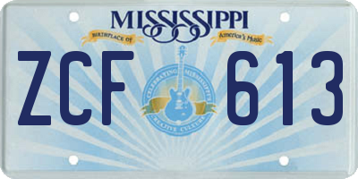 MS license plate ZCF613
