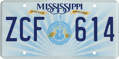 MS license plate ZCF614