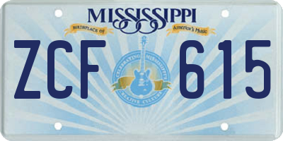 MS license plate ZCF615