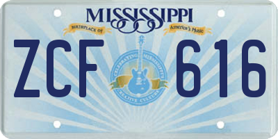 MS license plate ZCF616