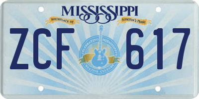 MS license plate ZCF617