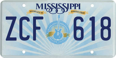 MS license plate ZCF618