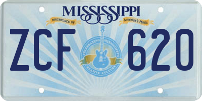 MS license plate ZCF620