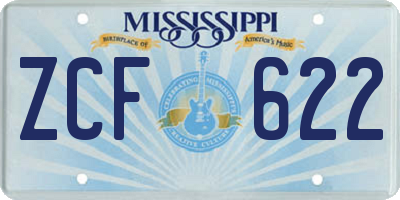 MS license plate ZCF622