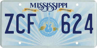 MS license plate ZCF624