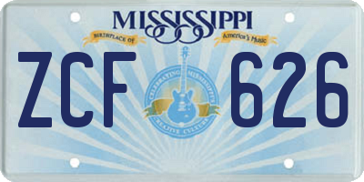 MS license plate ZCF626