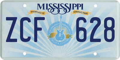 MS license plate ZCF628