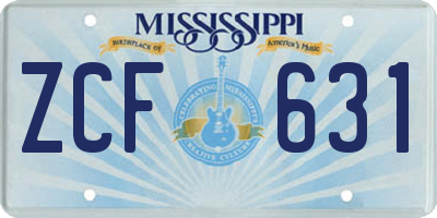 MS license plate ZCF631