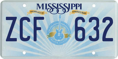 MS license plate ZCF632