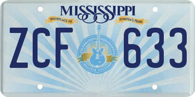 MS license plate ZCF633