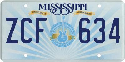 MS license plate ZCF634