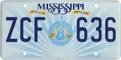 MS license plate ZCF636