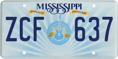 MS license plate ZCF637