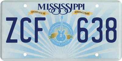 MS license plate ZCF638
