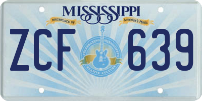 MS license plate ZCF639